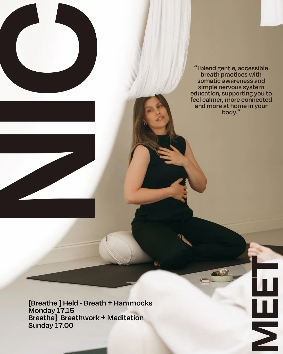 For those of you who haven&rsquo;t been blessed to try one of @breathewithnic - you&rsquo;re totally missing out! Her focus is always somatic with focus on nervous system regulation. 

You can join Nic on 
Mondays at 5.15 for [Breathe] Held breath an