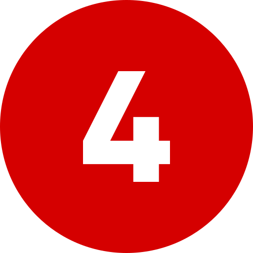 Red circular sign with large white number 4 in the center.
