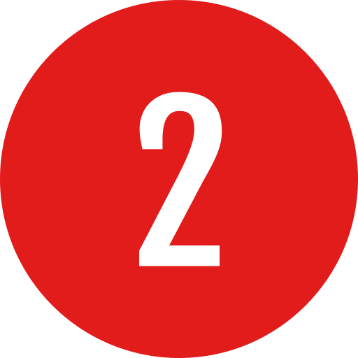 Red circular sign with white number 2 in the center.