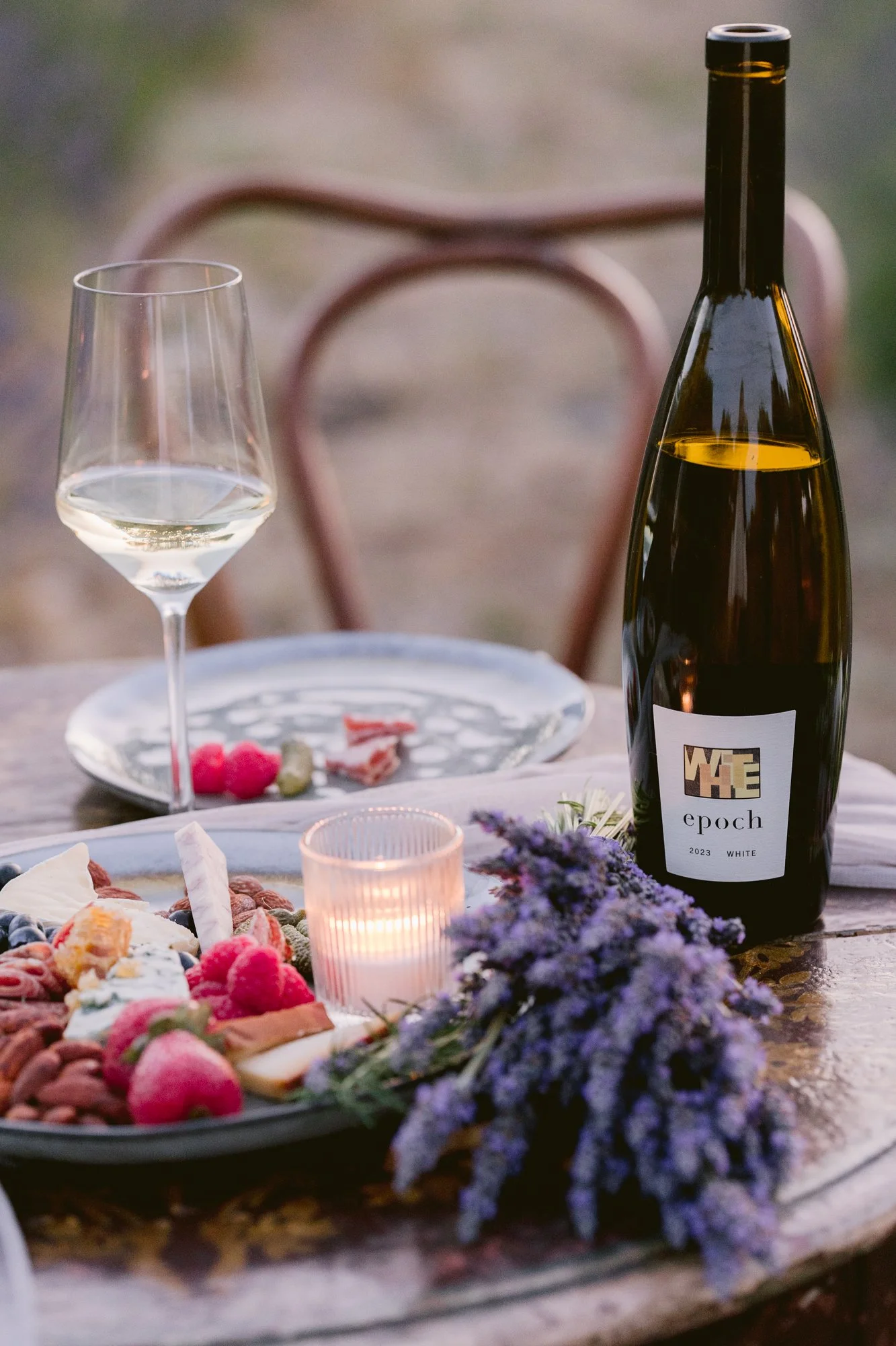 Luxury micro-wedding styling details on a private California lavender farm