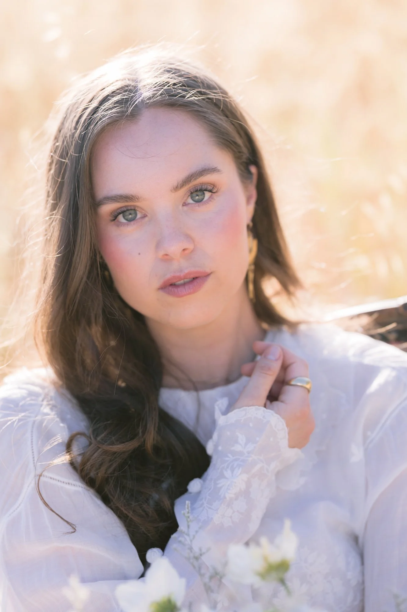 Romantic bride and groom portraits surrounded by blooming lavender fields on California’s Central Coast
