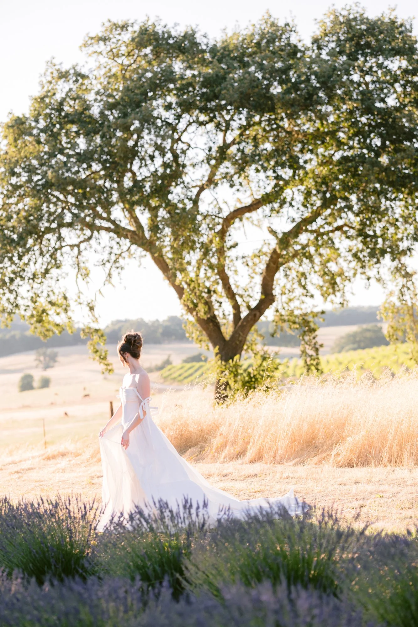 Elegant bridal bouquet featuring dried lavender and soft neutral florals