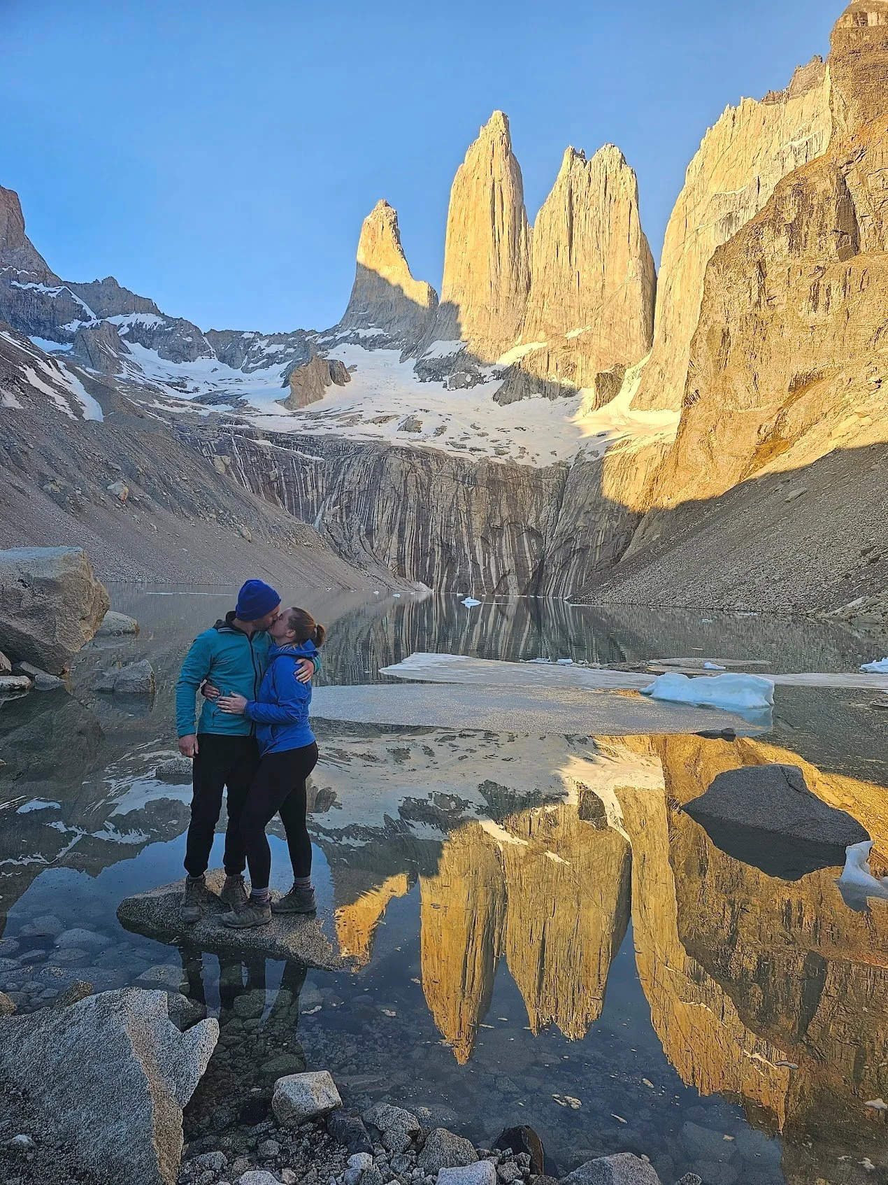 Sunrise hike to Torres del Paine, Chile.  December 2023