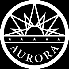 Aurora logo with a stylized sun, stars, and the word 'AURORA' underneath.