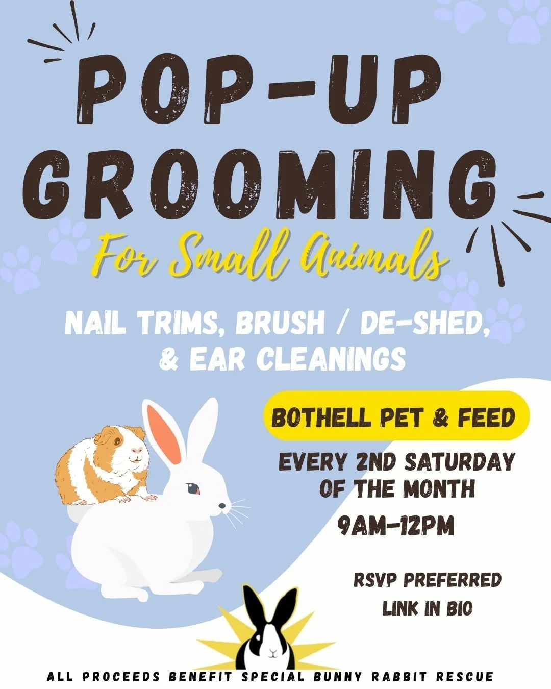 SHEDDING SEASON IS HERE!!
ㅤ
We're here to help!
ㅤ
Stop by our pop-up grooming tent every second Saturday at @bothellpetfeedsupply. We do nails, we do ear cleanings, we do brushing and de-shedding, we can even do angora shearing!
ㅤ
LINK IN BIO! RSVP n