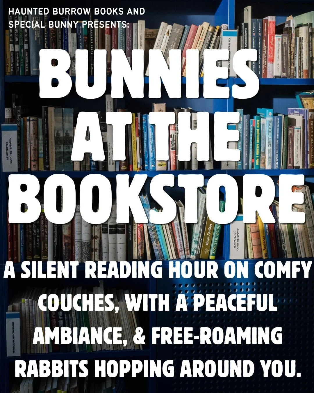 Book a cozy one-hour reading session with comfy couches, peaceful ambiance, and free-roaming rabbits hopping gently around you! Limited seating available so book your tickets now!!
ㅤ
Saturday May 30, 2026 2-5pm slots available. Tickets linked in bio!