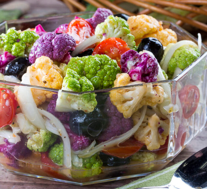 Rainbow Cauliflower Salad