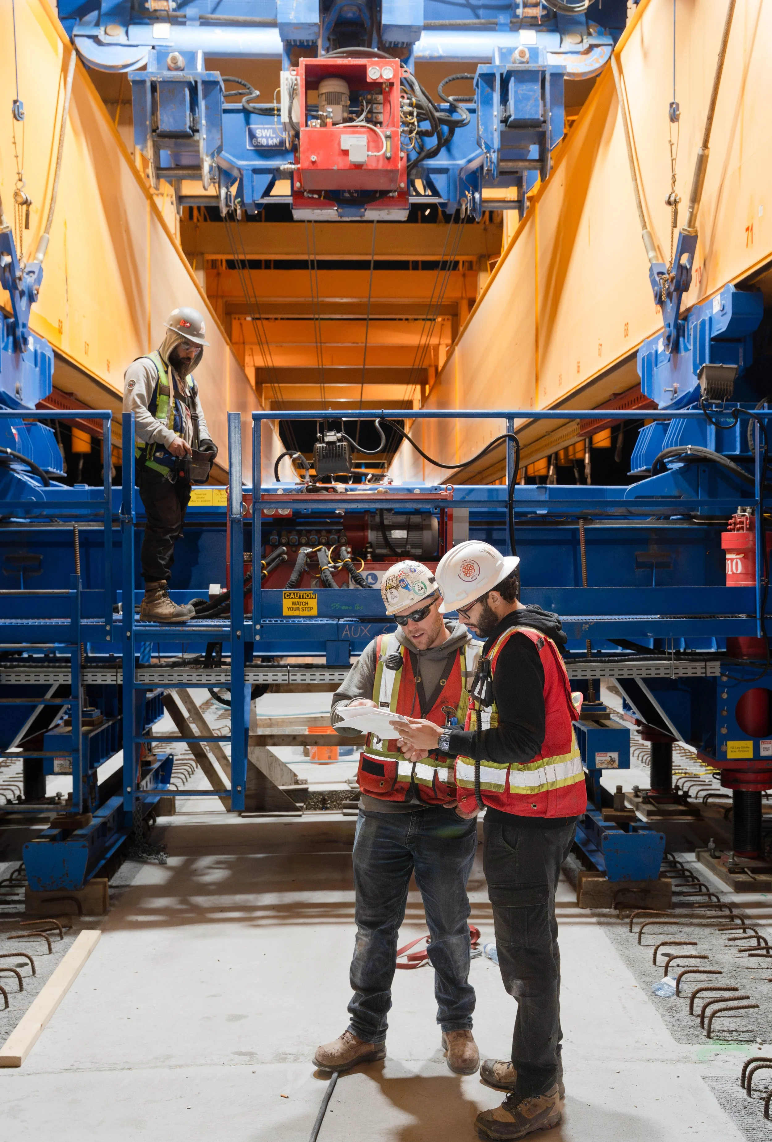 Inside the gantry crane at the West Edmonton Mall West Valley Line LRT stop