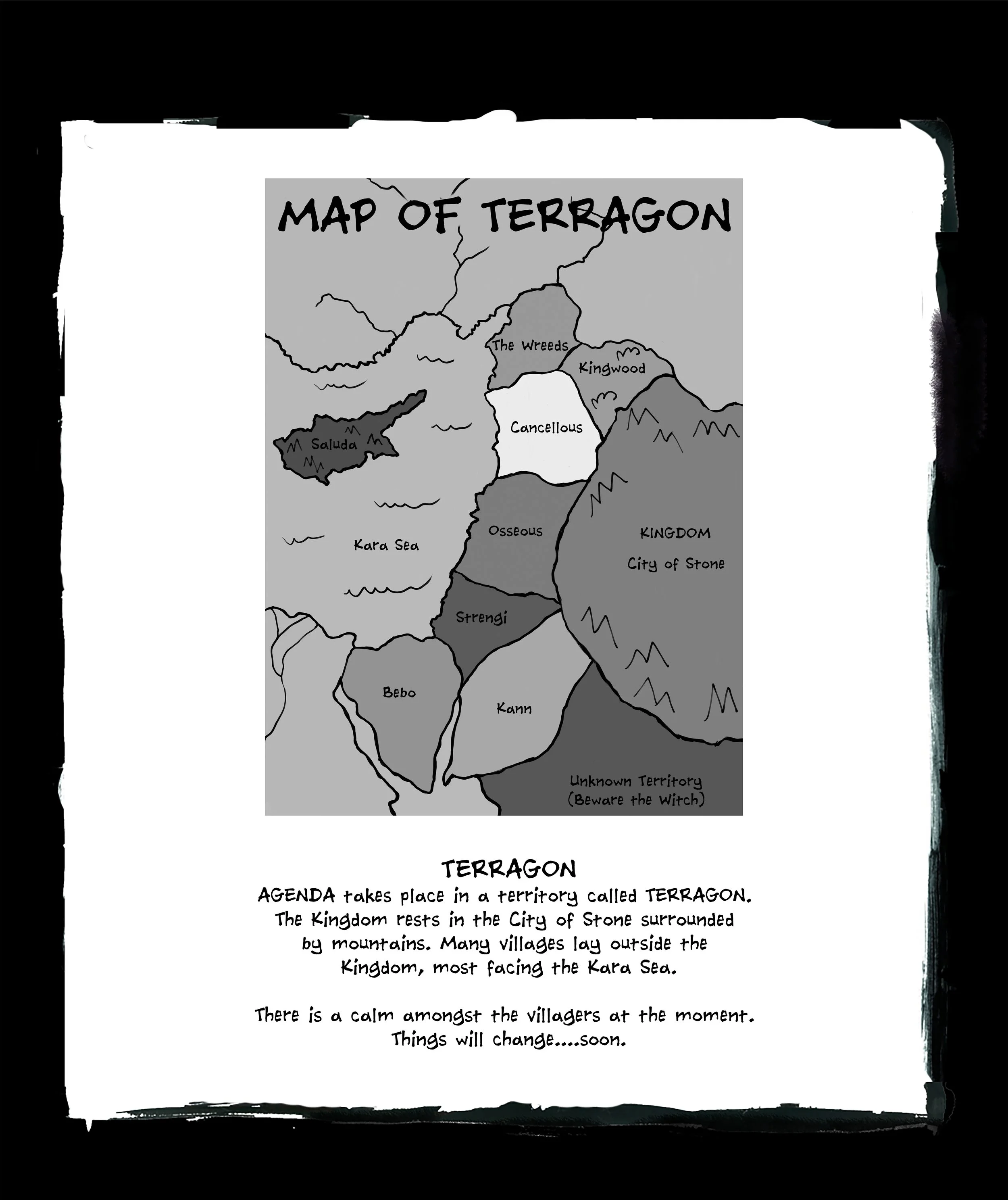 Map of Terragon including the forbidden Witch's Territory