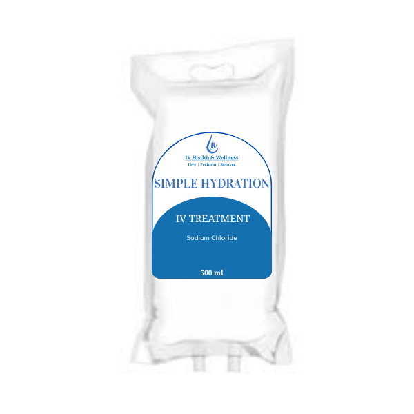 Simple Hydration IV - Supports hydration and fluid balance, May help reduce feelings of fatigue related to dehydration, and Promotes overall wellness and recovery