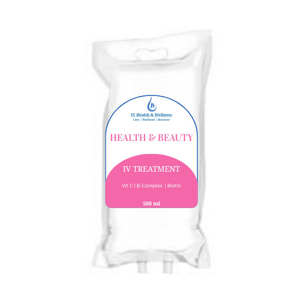 Health & Beauty IV - Supports skin hydration and overall skin health,  Promotes hair and nail health, and Provides antioxidant support