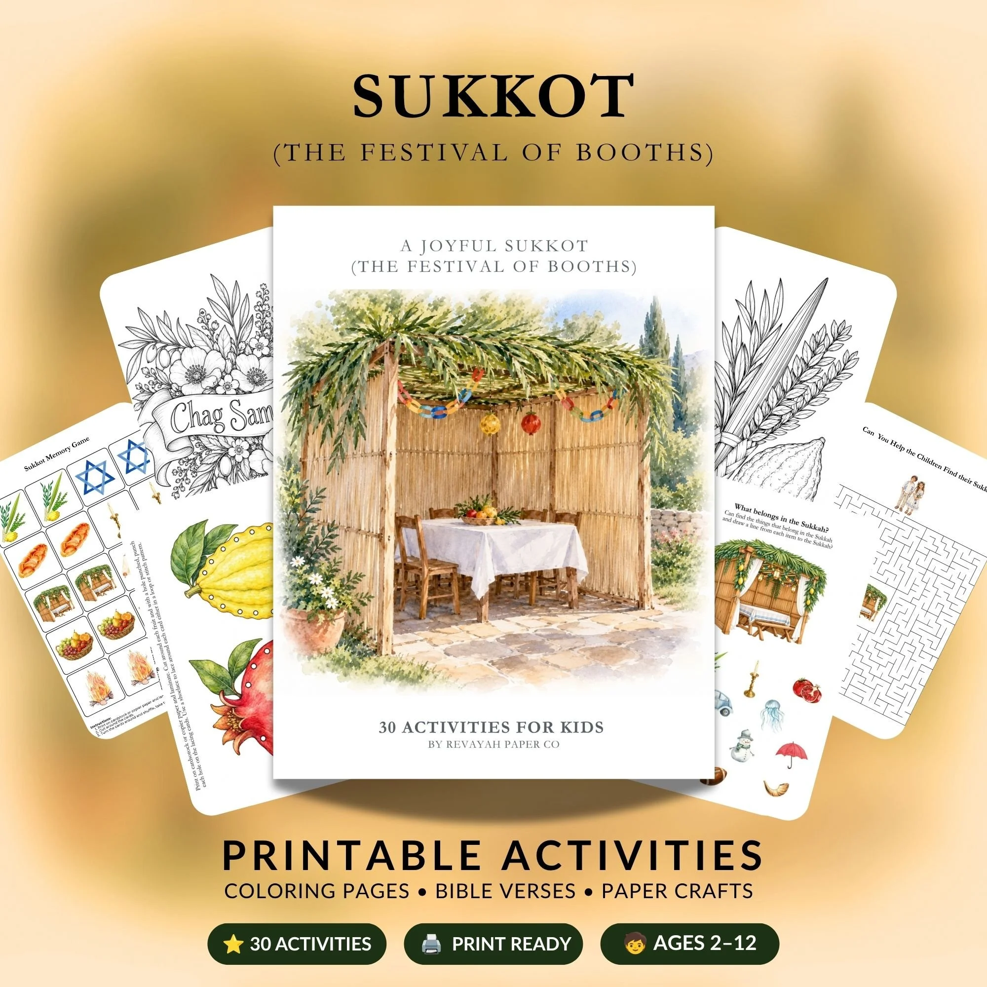 Printable Sukkot activities for kids cover