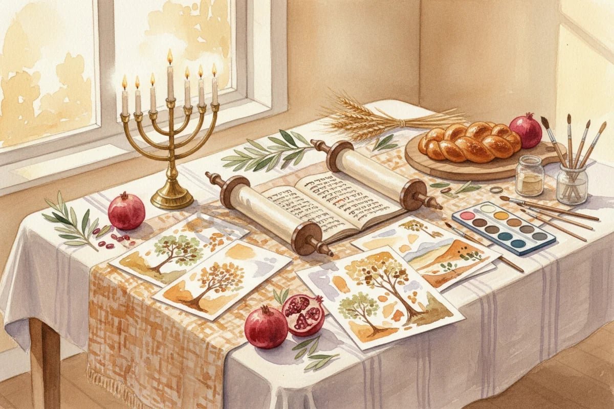 Messianic homeschool family doing Charlotte Mason feast activities from Revayah Paper Co.