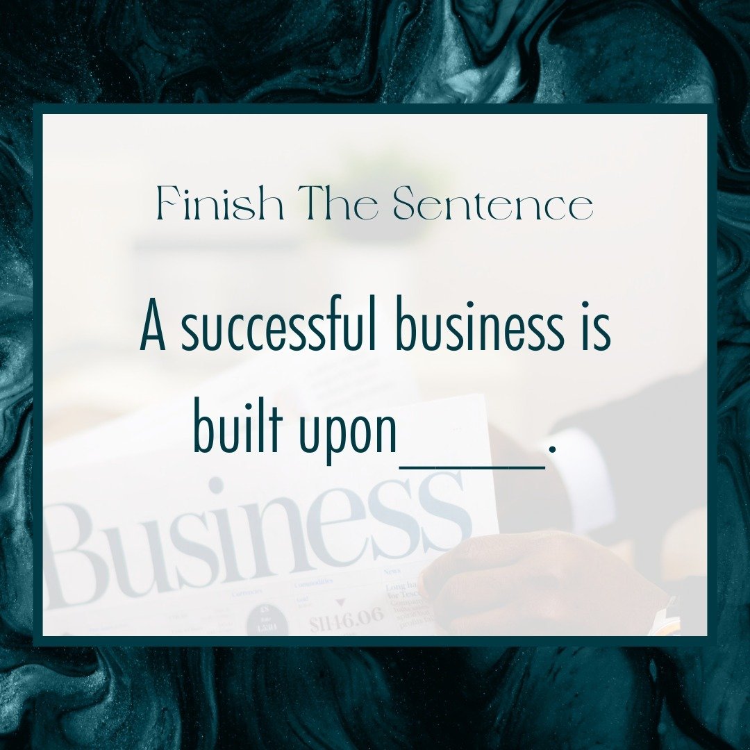 A successful business is built upon ________. 💼

Share your thoughts and complete the sentence in the comments below! 👇

#successinbusiness #businessgoals #entrepreneurlife #smallbusinessowner #businesstips #businessmindset #entrepreneurship #start