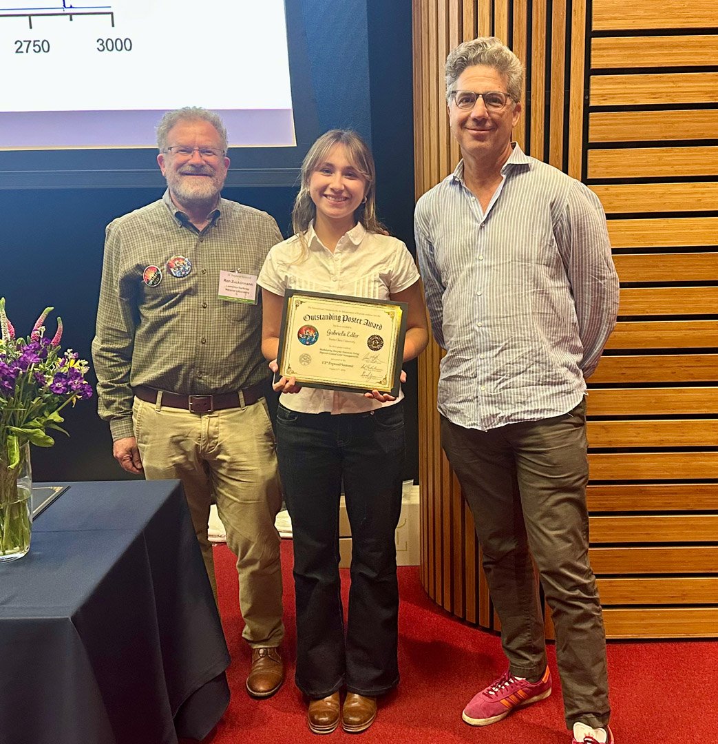 Outstanding Poster Award for Gabriella Edler, Santa Clara University, with Ron and Kent
