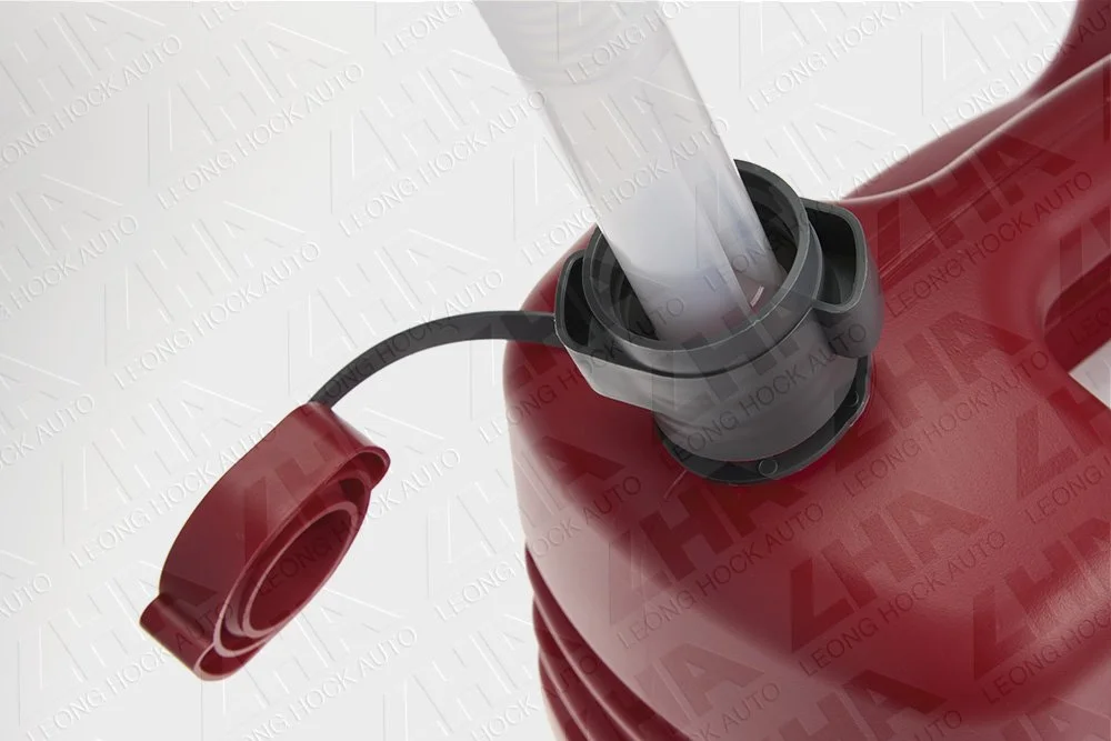 Fuel Can Red Attached Spout Close Up