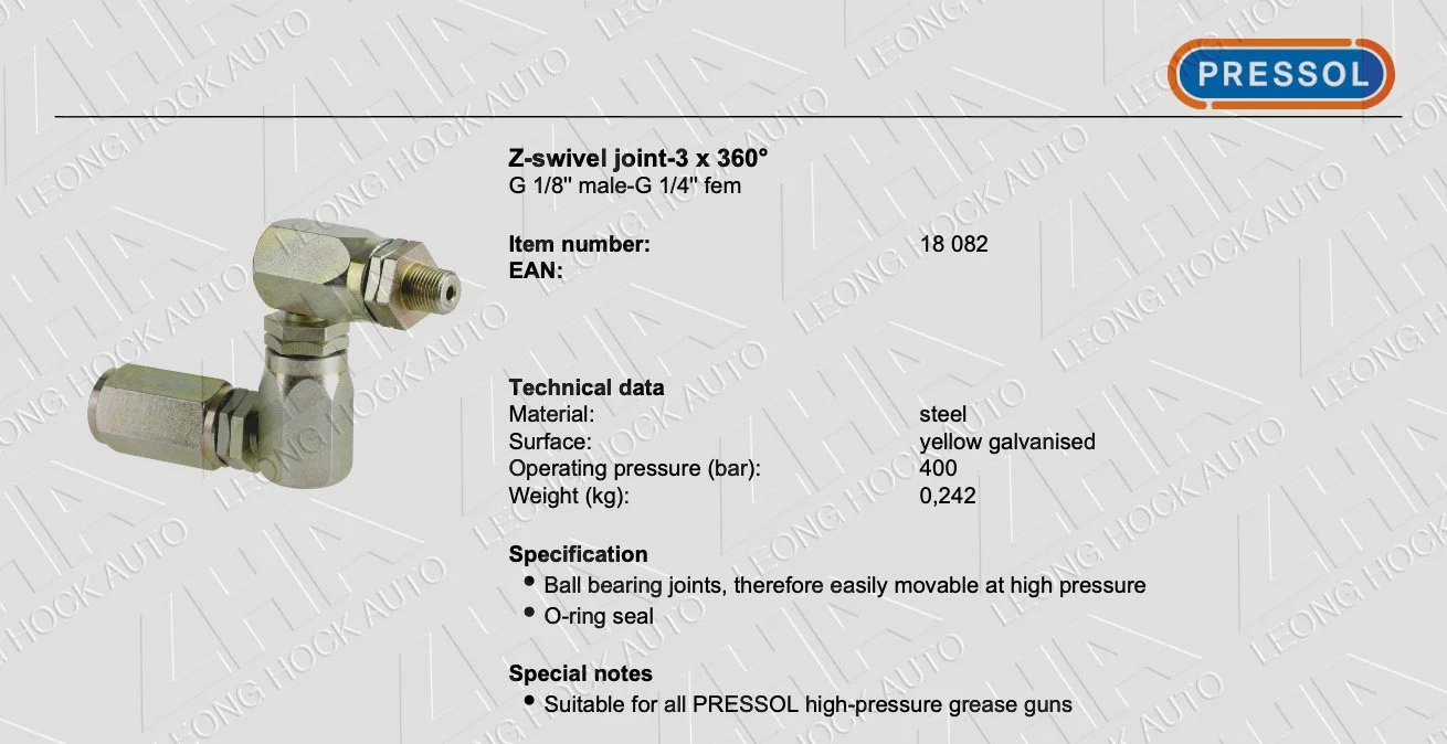 Rotary Z swizel joint Spec Sheet