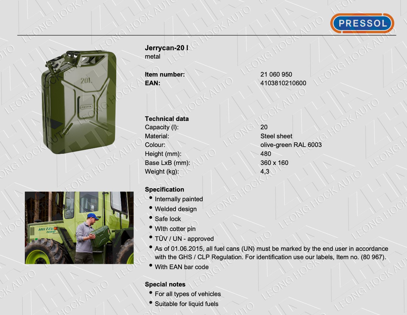 Fuel JerryCan 20L Spec Sheet 1
