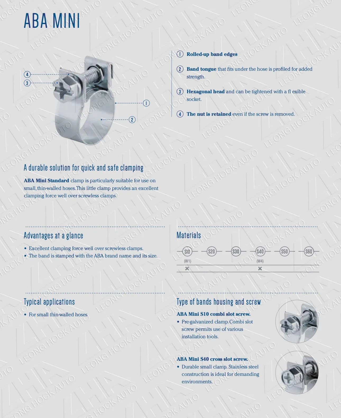 ABA Mini Fuel Hose Clip Spec Sheet