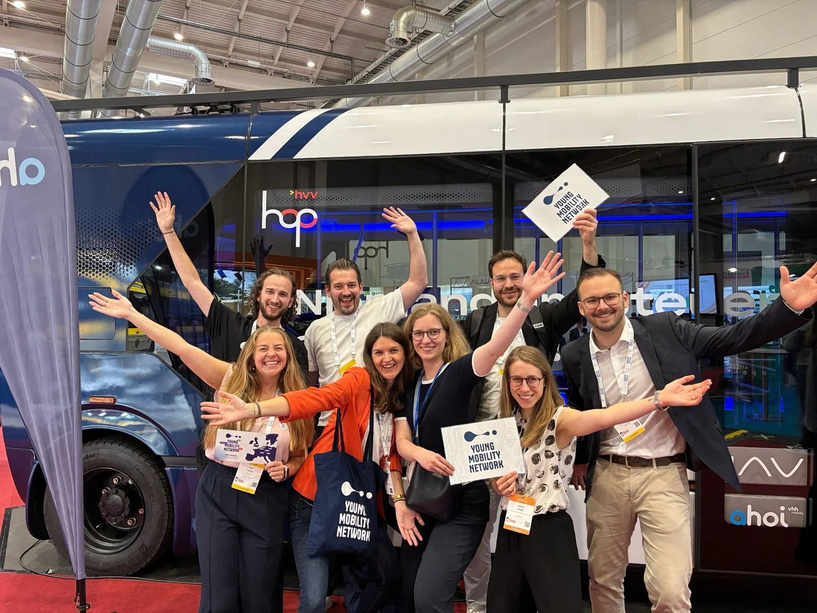 group of people from the young mobility network smiling