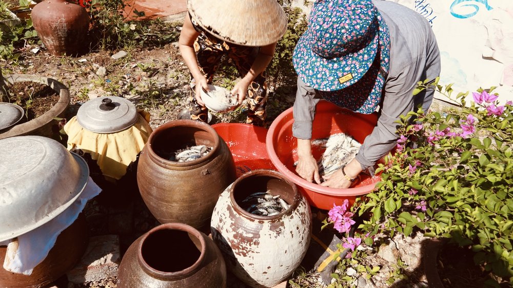 Fish sauce making is a hard-working process