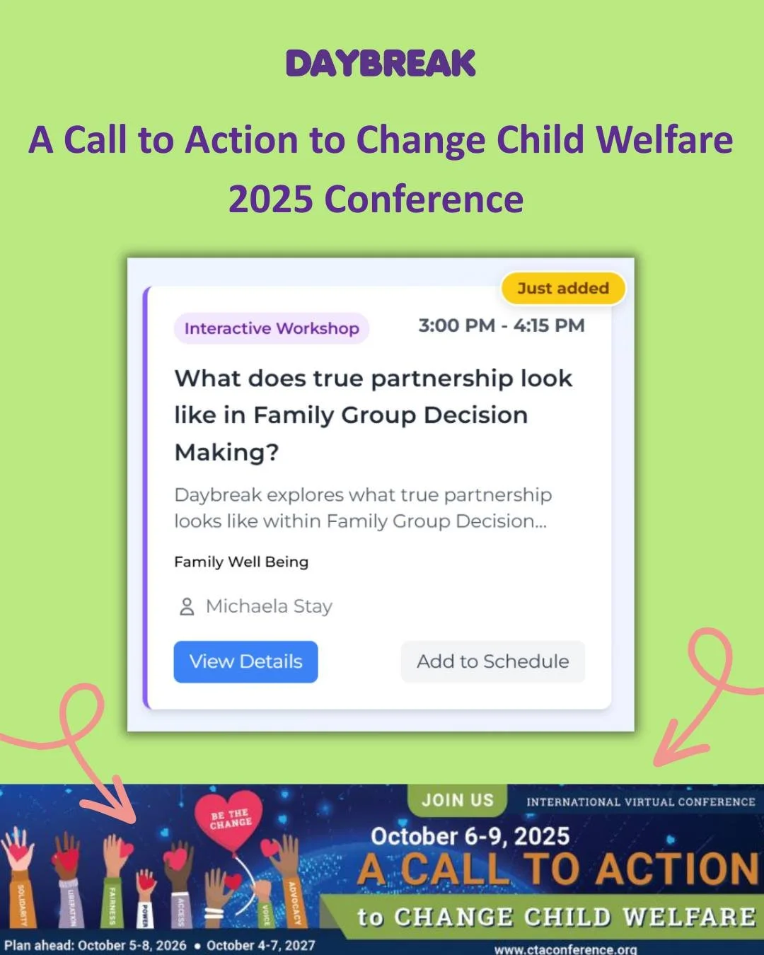 We will be appearing at this year's 'A Call to Action to Change Child Welfare' International Conference, from The Kempe Center. Join Michaela on Thursday 9th October to explore what true partnership working looks like in Family Group Decision Making