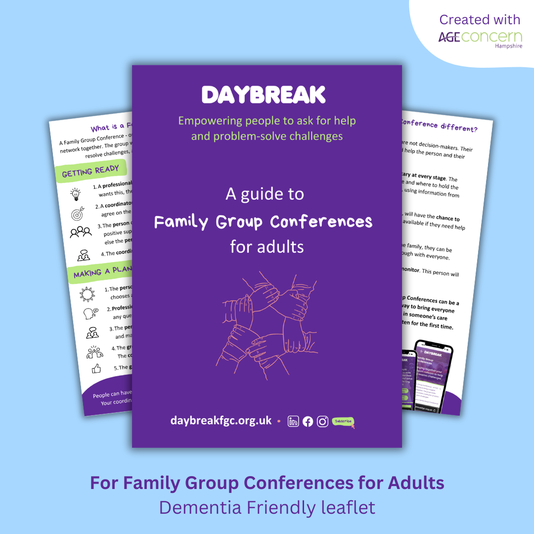 Dementia-friendly leaflet about Family Group Conferences with Adults