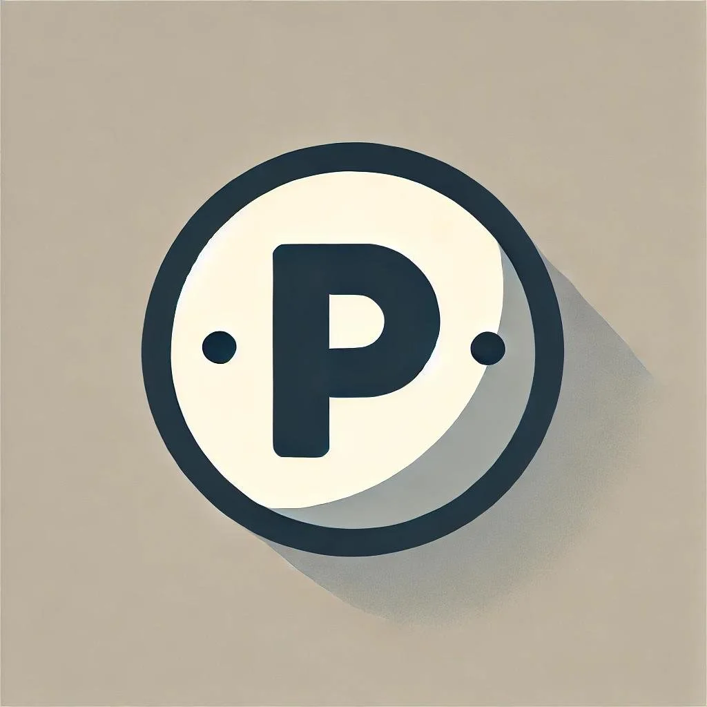 Parkeerautomaatknop met een grote letter P en een schaduw aan de rechterkant