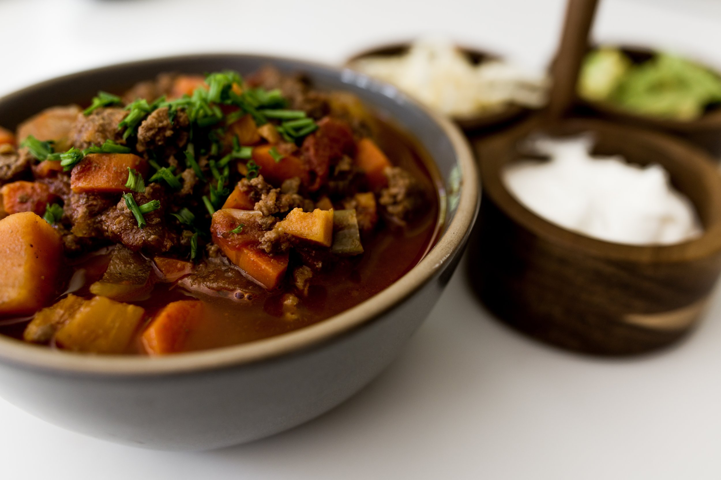 primal chili by mama meals in orange county California.  Food photography by La Mirada photographer Alaina Nunez