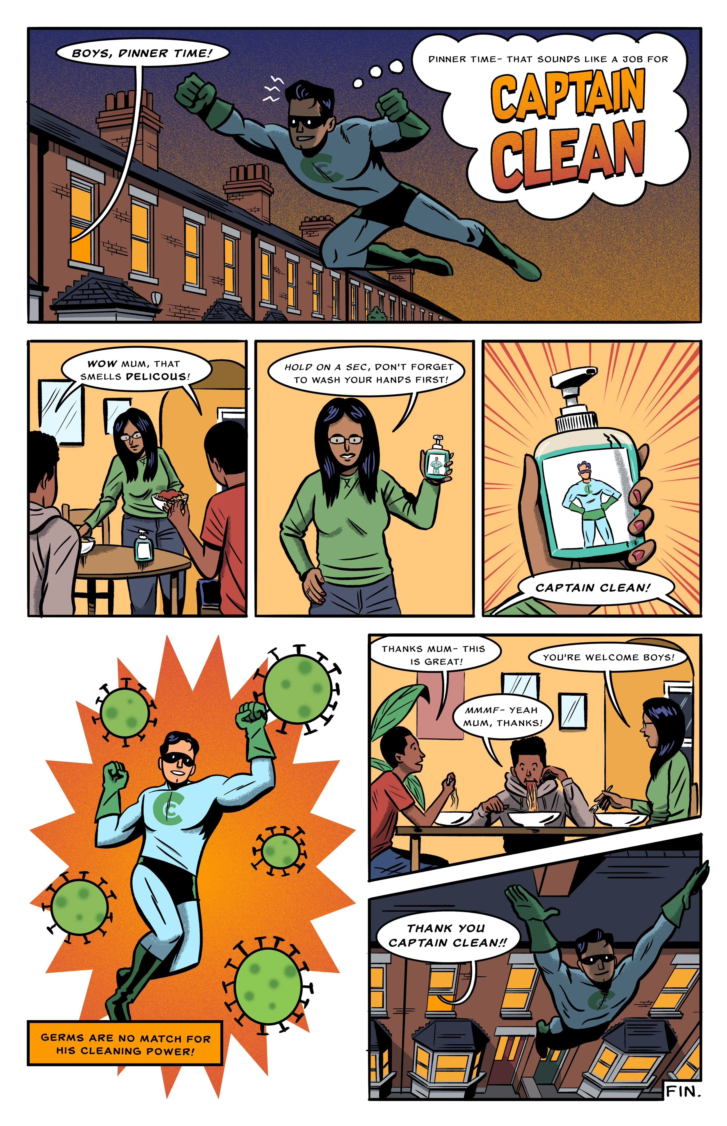 Prospective ad-comic for  hand soap.