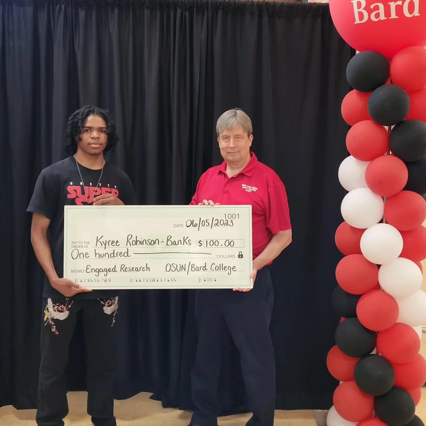 Student Grant Stipend Award presented by Principal Cutts