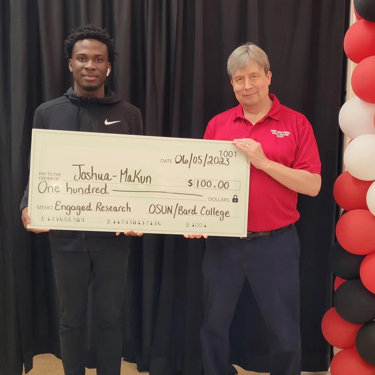 Student Grant Stipend Award presented by Principal Cutts