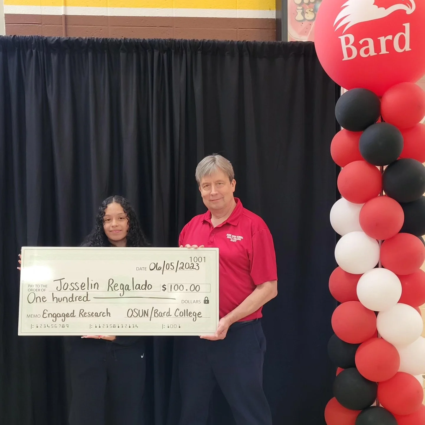 Student Grant Stipend Award presented by Principal Cutts