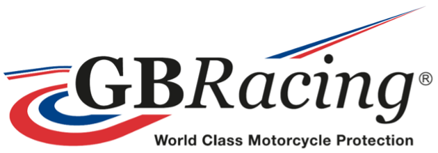 GB Racing logo with red, white, and blue swoosh design and tagline 'World Class Motorcycle Protection'.