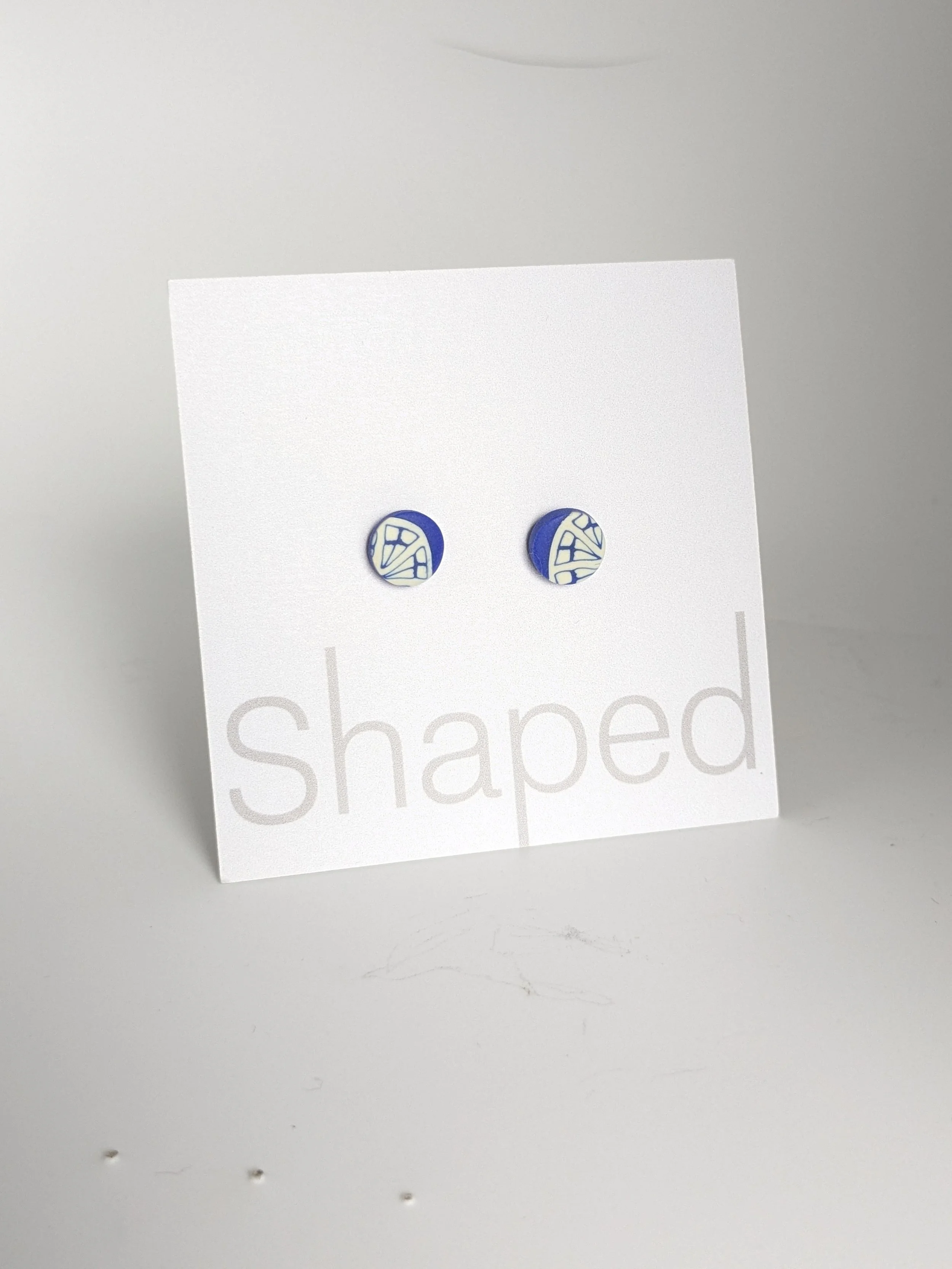 Mini Stud - Blue  Pattern Stud Earrings