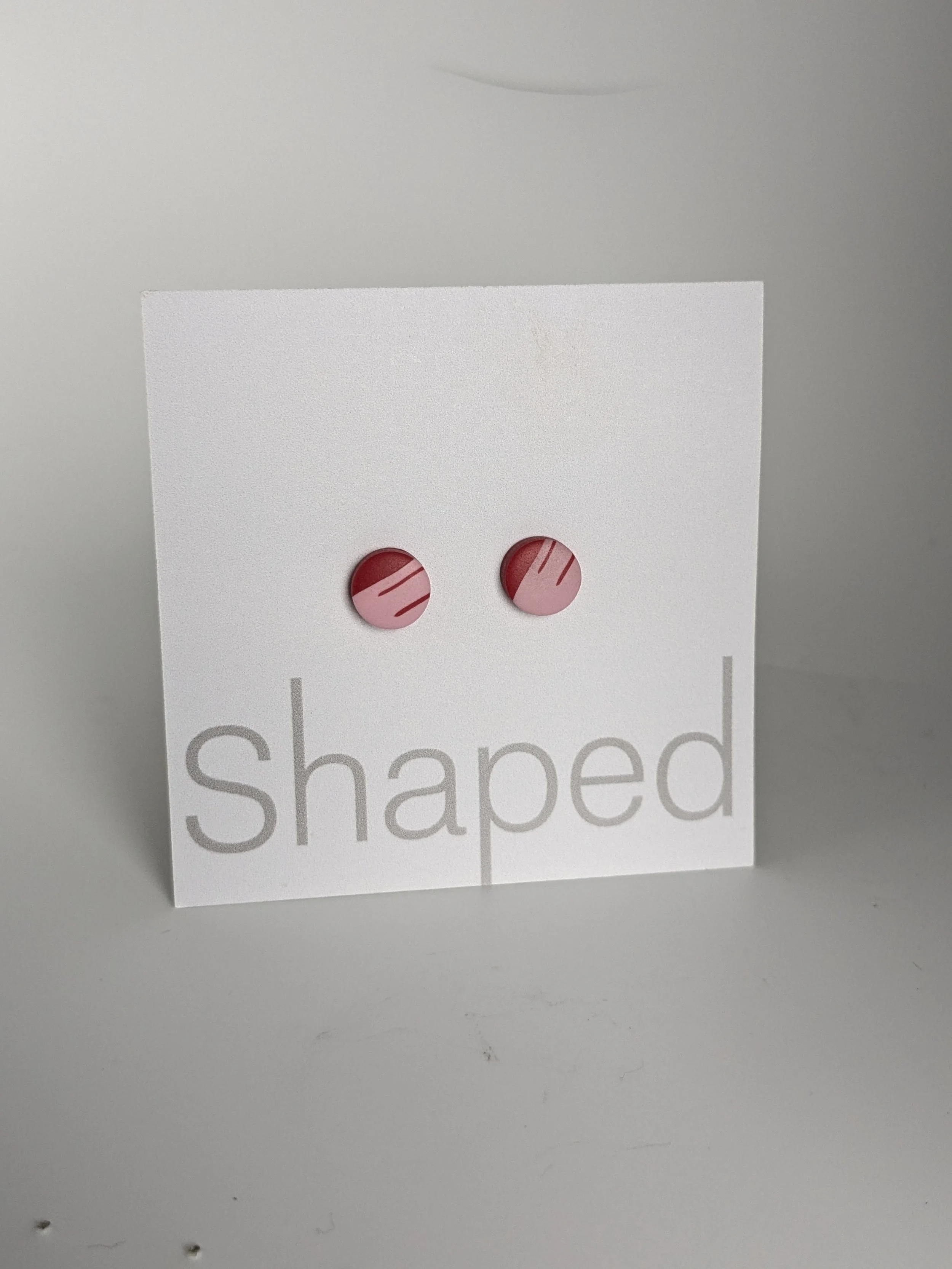 Mini Stud - Red  and pink abstract earring