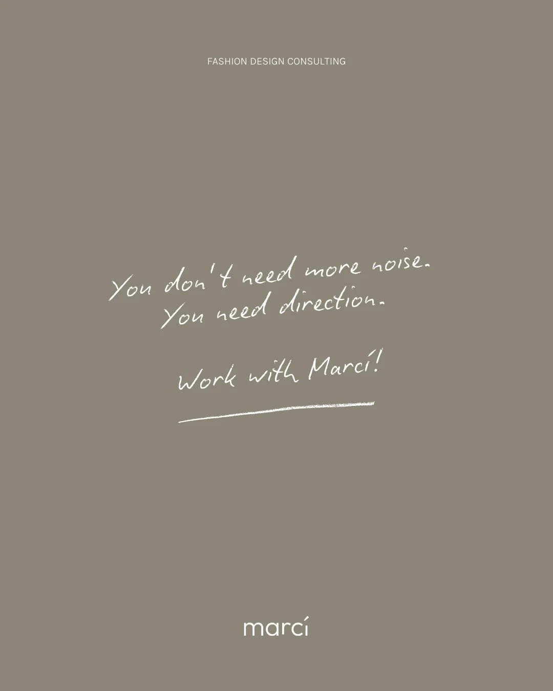 In fashion, noise is everywhere. Trends, opinions, pressure, expectations. What fashion brands, fashion designers and fashion startups often need is not more inspiration, but DIRECTION ✨

Marc&iacute; consultation is a space for clear thinking in fas
