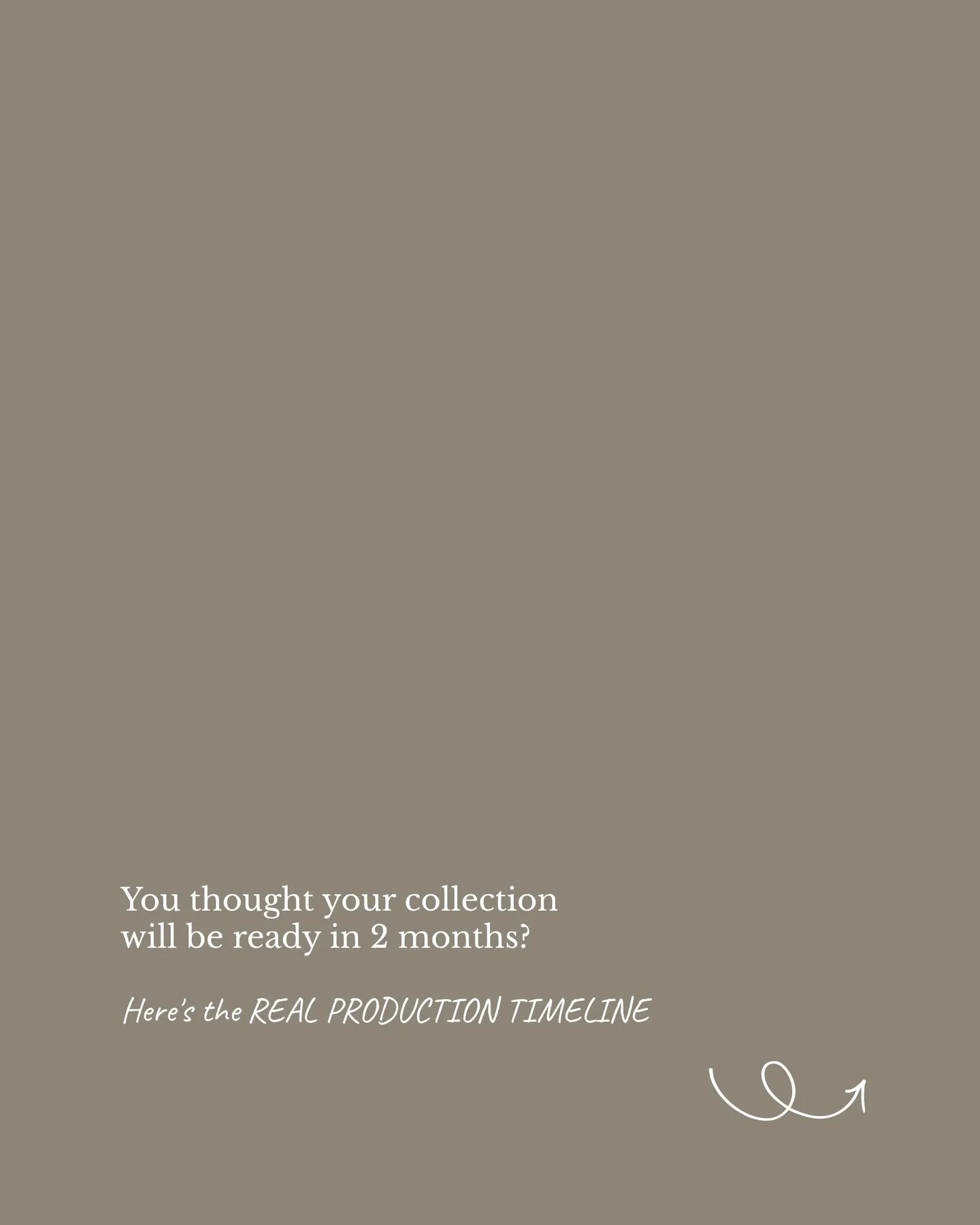 You thought your collection will be ready in 2 months? It won&rsquo;t...

Real production takes time:
idea &rarr; tech pack &rarr; sampling &rarr; production &rarr; shipping

❌ Rush it = mistakes
❌ Skip steps = delays
❌ No system = chaos

Fast brands
