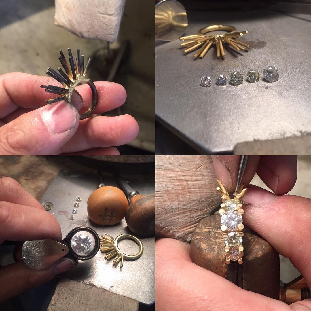 Custommade diamond ring 18 karat gold. #diamondring #diamond #gold #handcraft #custommade #ilovemyjob #copenhagen