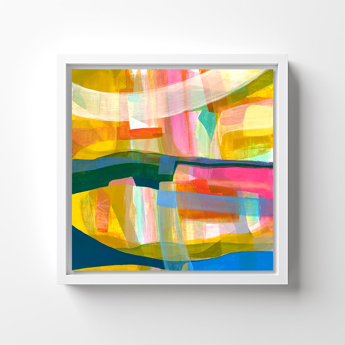 Sunset Reflecting in BC 1 by Caroline Crawford on wall - Abstract painting for sale