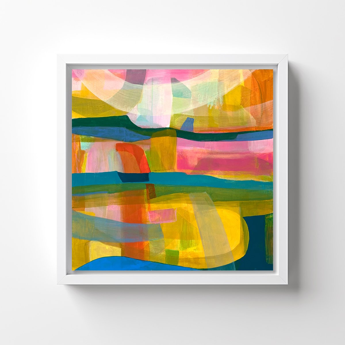 Sunset Reflecting in BC 2 by Caroline Crawford on wall - Abstract painting for sale