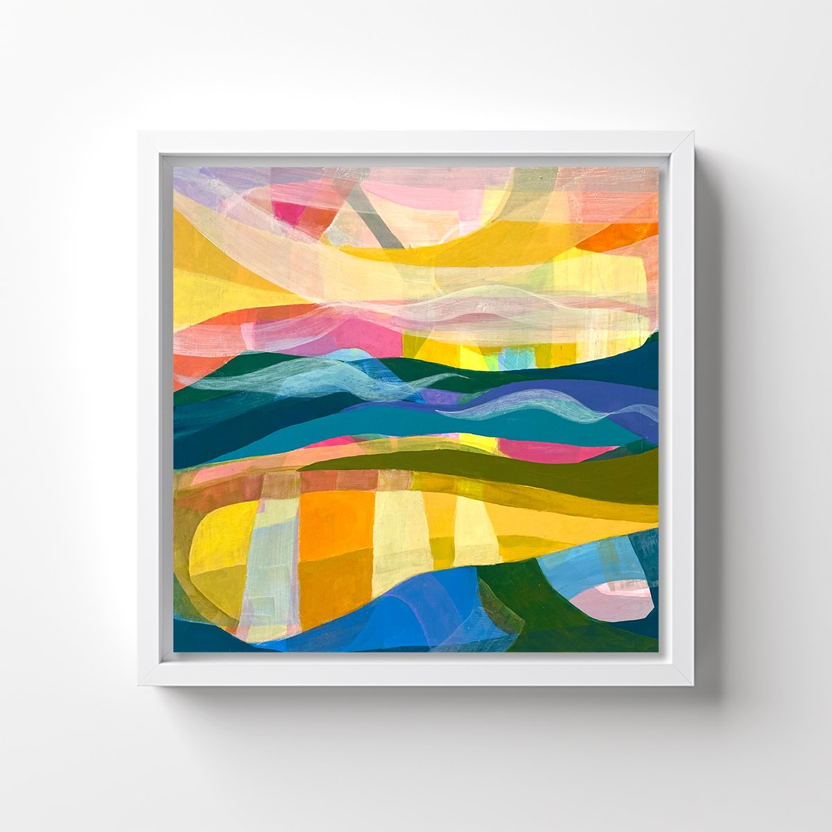 Sunrise Reflecting in BC 1 by Caroline Crawford on wall - Abstract painting for sale