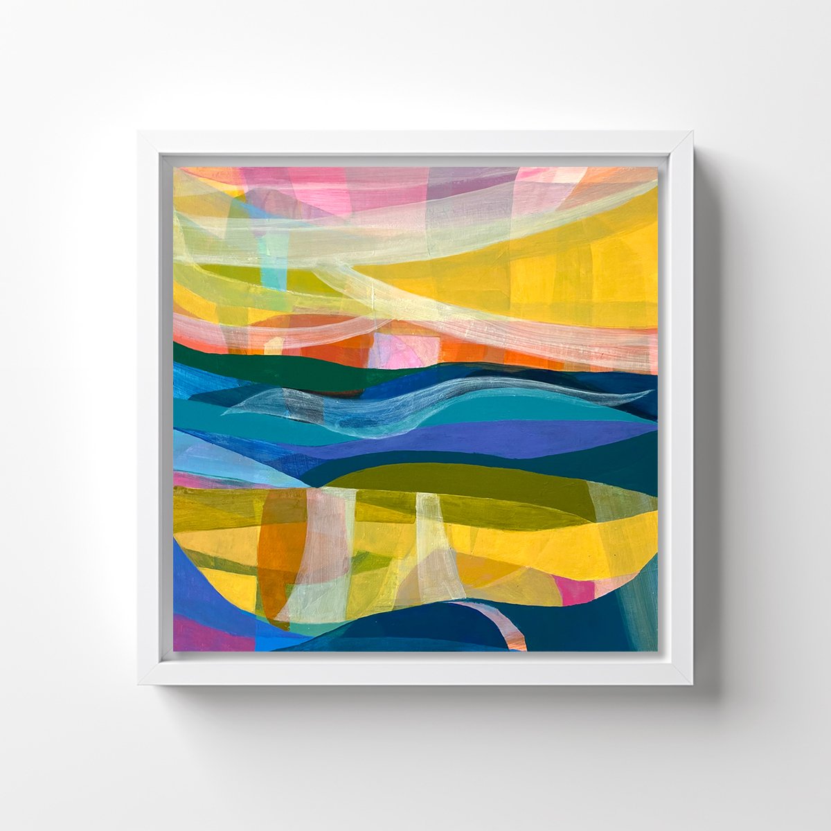 Sunrise Reflecting in BC 2 by Caroline Crawford on wall - Abstract painting for sale