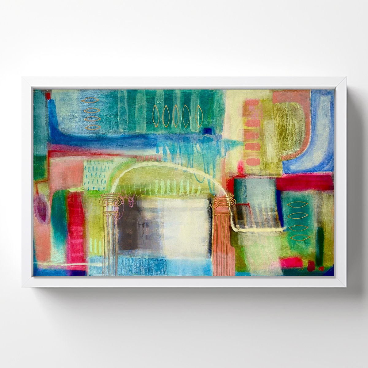 Serenissma wall by Caroline Crawford on wall - Abstract painting for sale