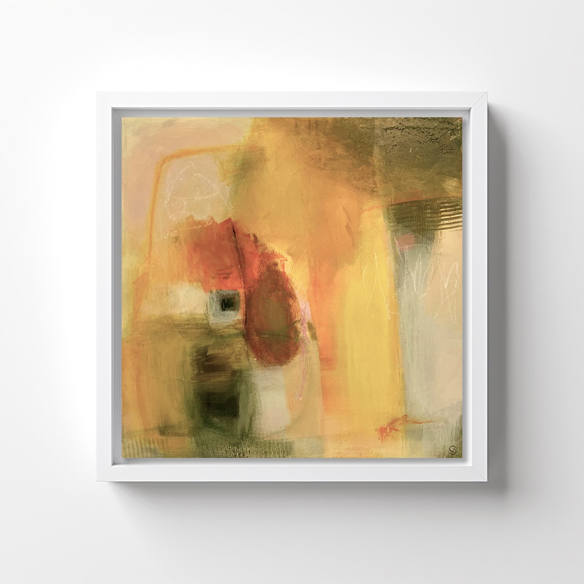 Sundowners Orange 1 by Caroline Crawford Art on wall - Abstract painting for sale