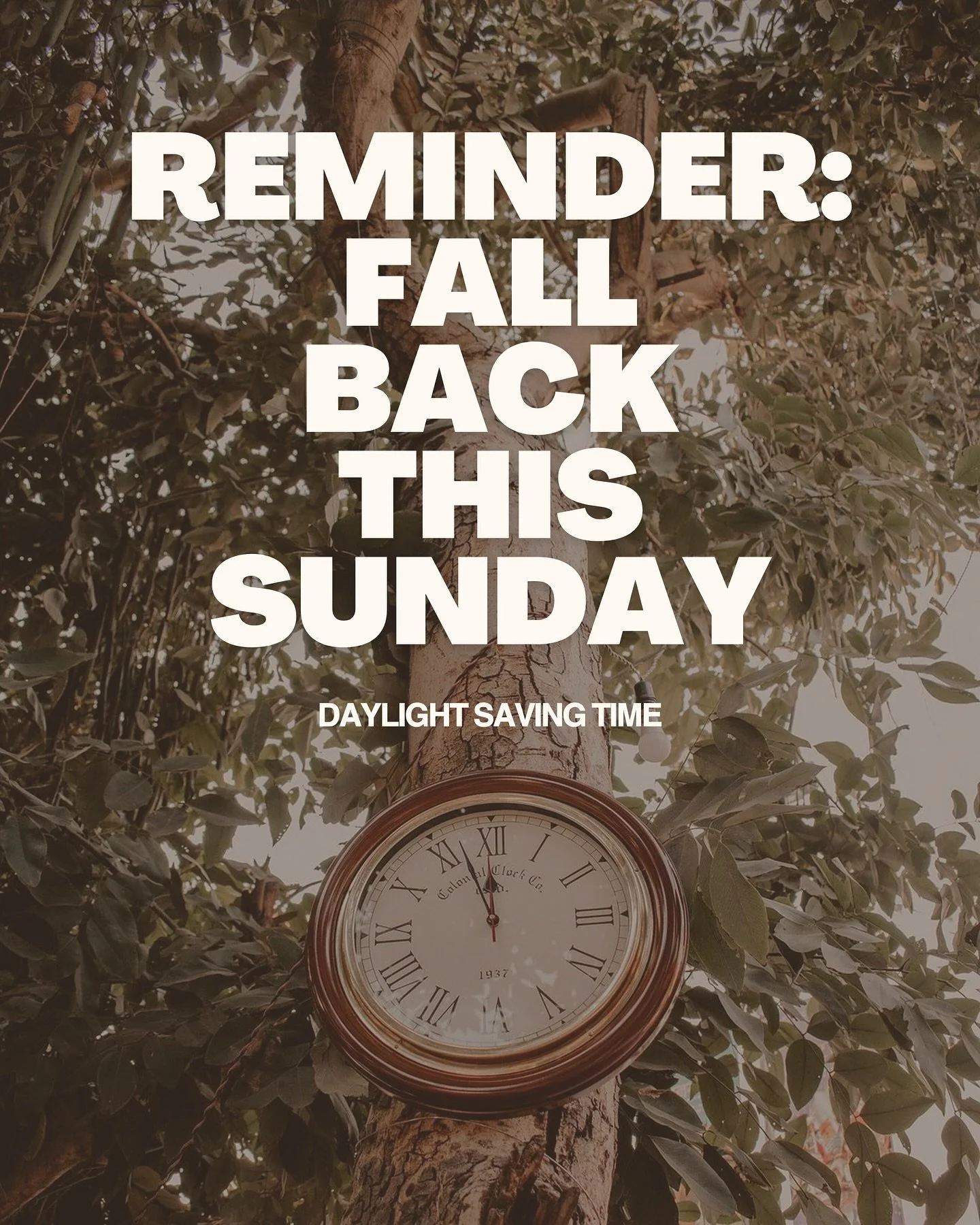 Just a reminder to set your clocks back this Sunday ⏰