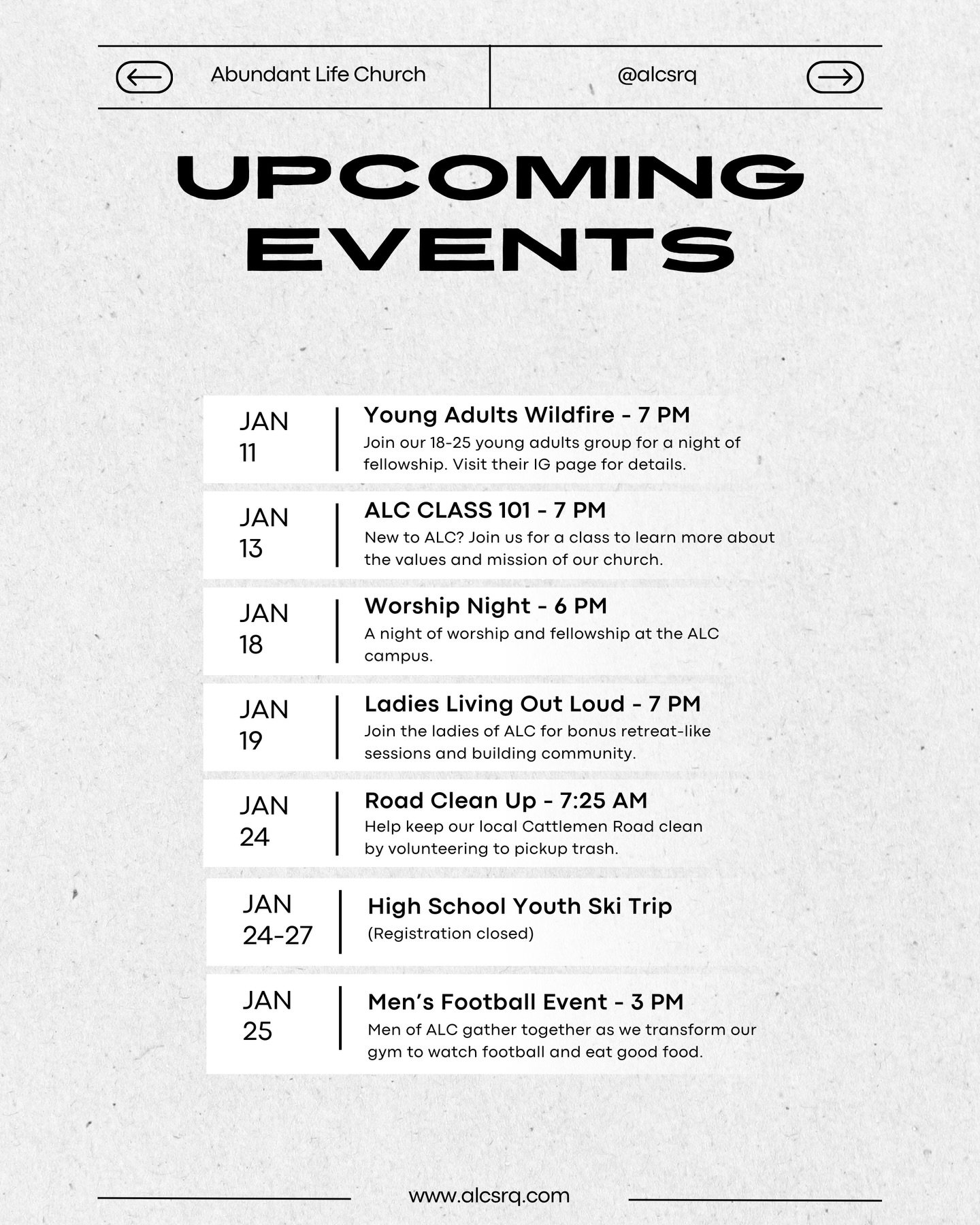 New year, new events. Same church family. ⛪️