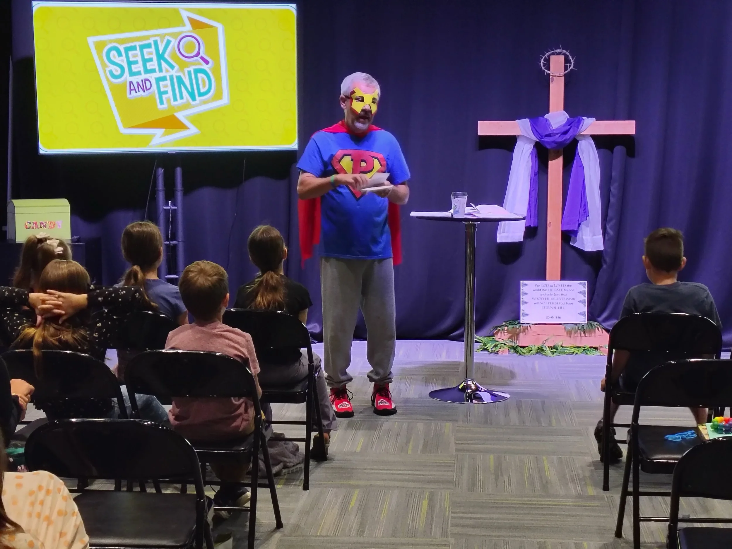 It&rsquo;s a BIRD. It&rsquo;s a PLANE. No, it&rsquo;s PASTORMAN at kids church answering questions the kids submit about the Bible and how to live it out. 🦸&zwj;♂️