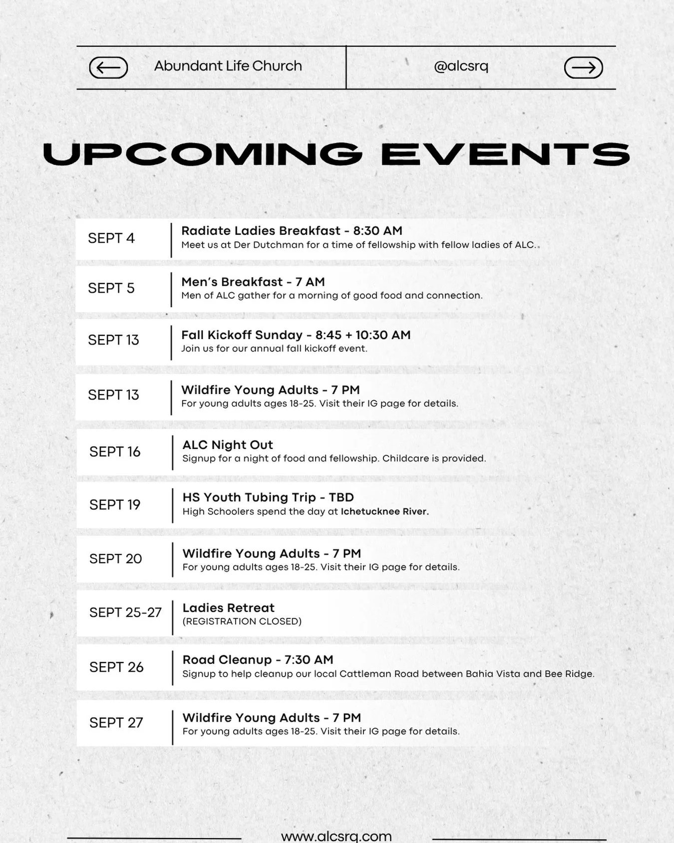 CORRECTED upcoming events