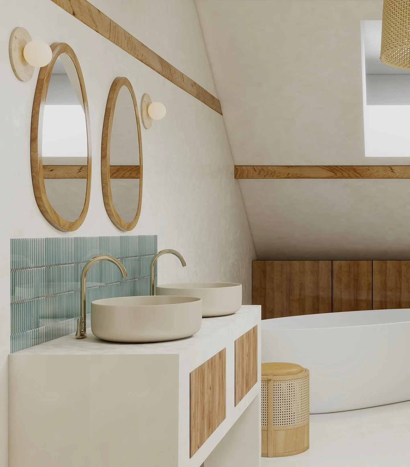 &bull; Projet Colombes &bull;

✨ La seconde phase de travaux de la maison de  Colombes reprend cette semaine !
Aujourd&rsquo;hui, je vous d&eacute;voile un aper&ccedil;u de la salle de bain parentale : 3D, moodboard et photo avant.

La pi&egrave;ce s